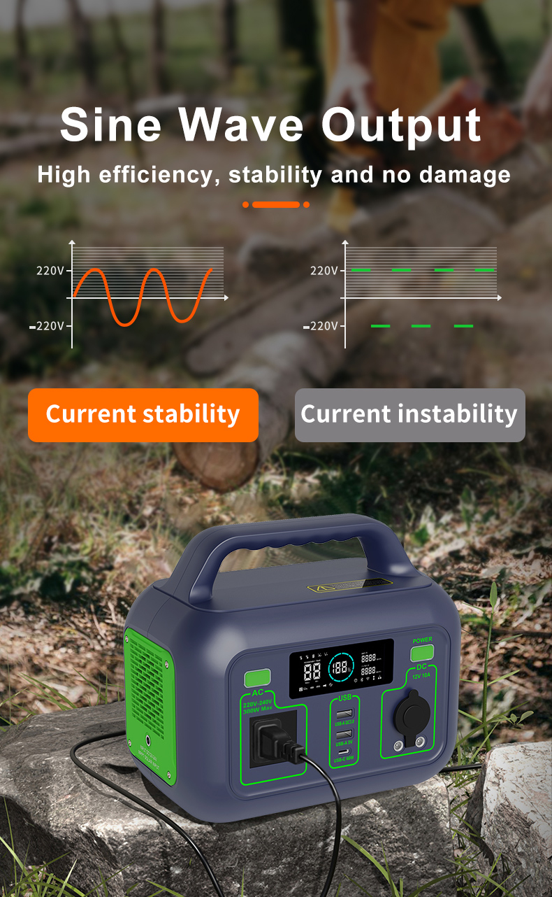 YABO Home Solar Electricity Potable Power Station 300W Lithium Battery Solar Panel Generator