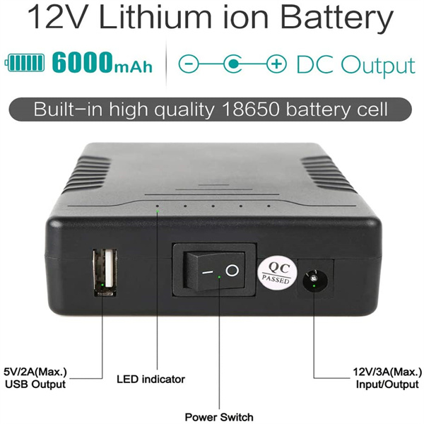 YB1206000-USB 12V 6000mAh Li-ion Power Bank Rechargeable 12V Lithium Ion Battery Pack with USB DC Output