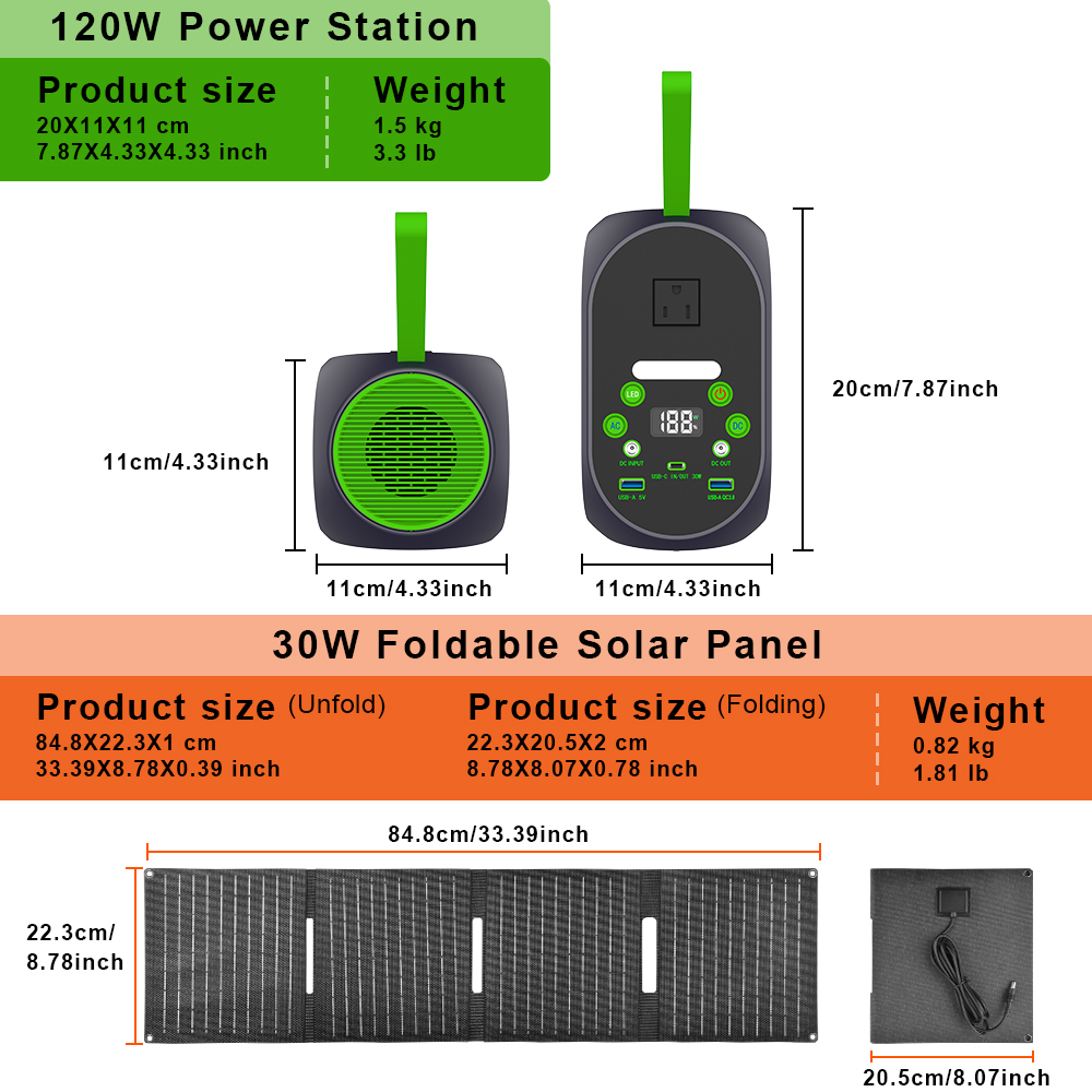 YABO 30W Foldable Solar Panel for 120W Power Station - Lightweight Solar Charging Kit for Portable Generators