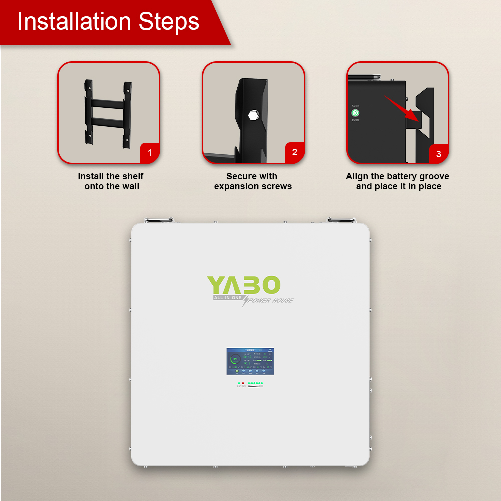 YABO Safe 48V 230Ah LiFePO4 Wall-mounted Battery with Emergency Shutdown