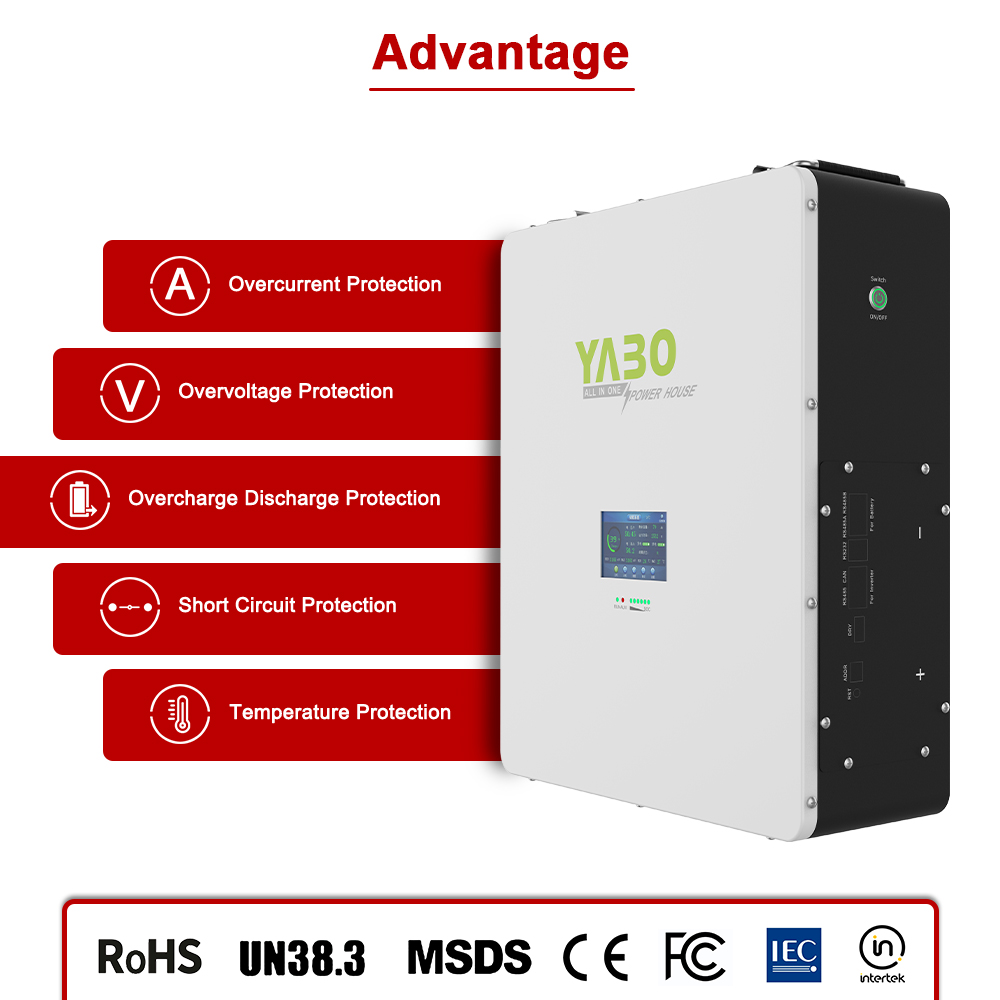 YABO 48V 100Ah LiFePO4 Battery for Home Solar with Wall-mount and Smart Integration