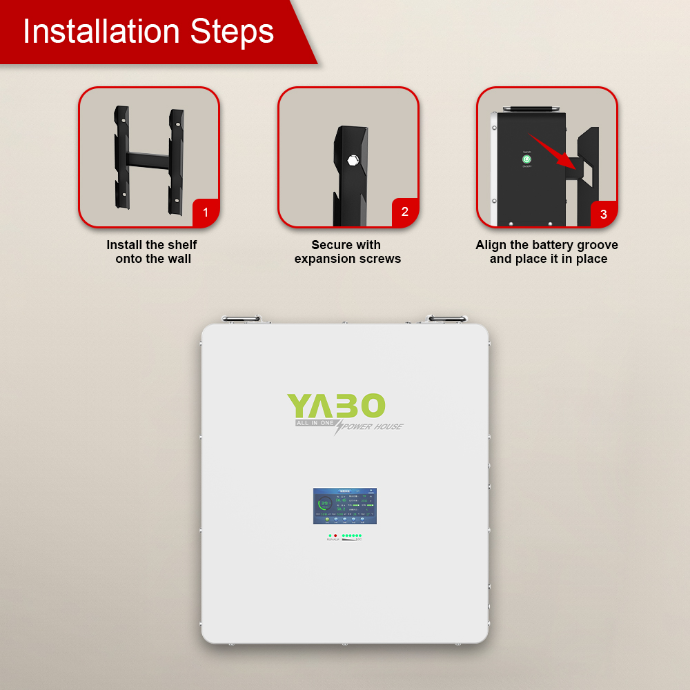 YABO 48V 100Ah LiFePO4 Battery for Home Solar with Wall-mount and Smart Integration