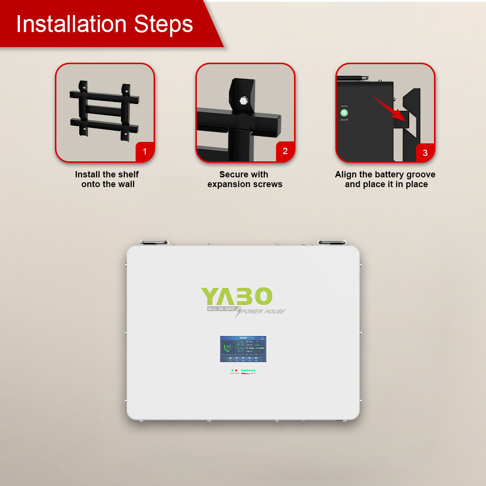 YABO 48V 150Ah LiFePO4 Solar Battery Wall-mount with Peak Power Output