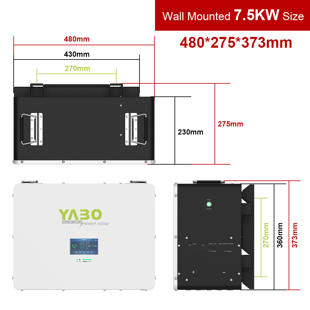 YABO 48V 150Ah LiFePO4 Solar Battery Wall-mount with Peak Power Output