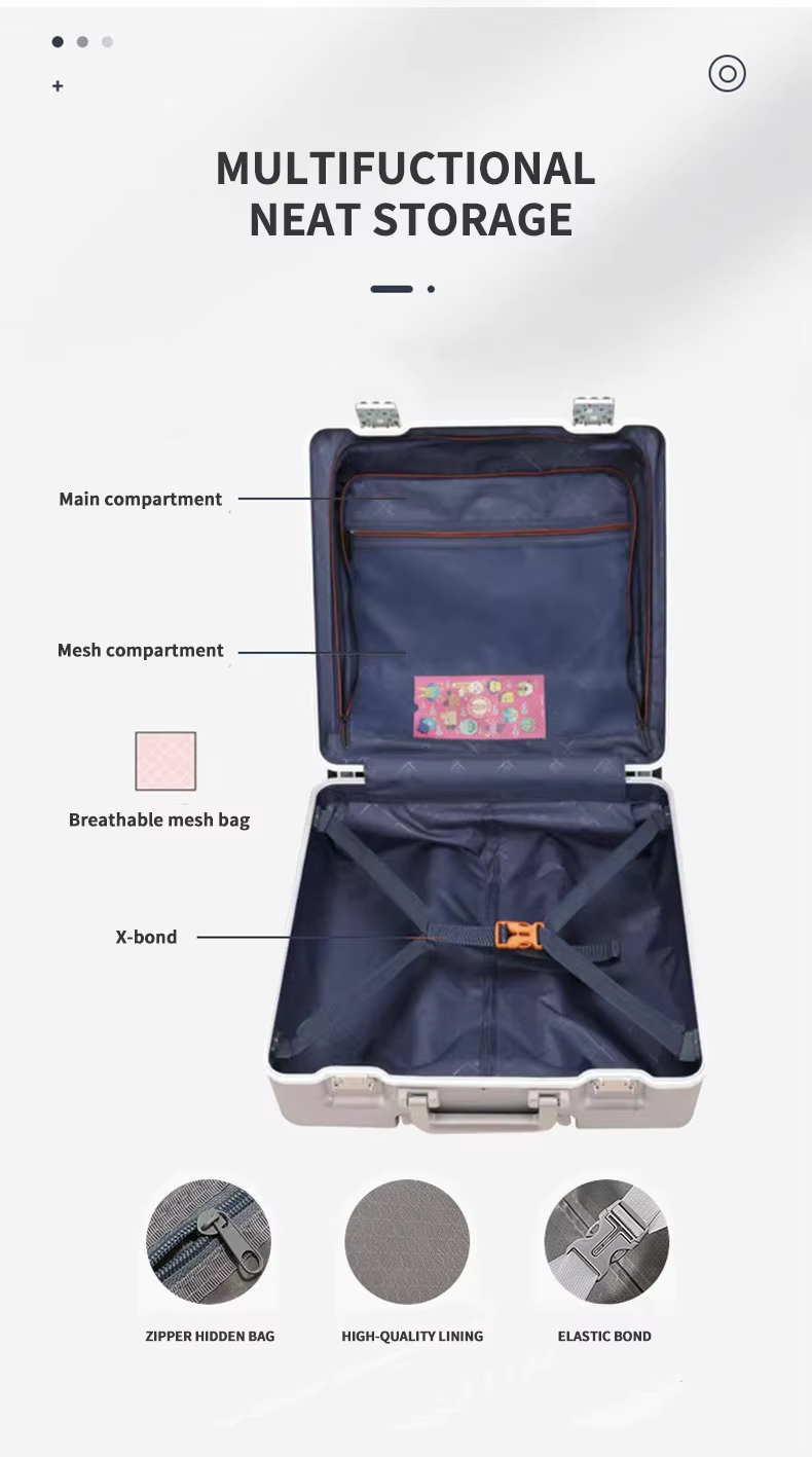 Aluminum Frame Hard Shell Carry-On luggage with smooth wheels