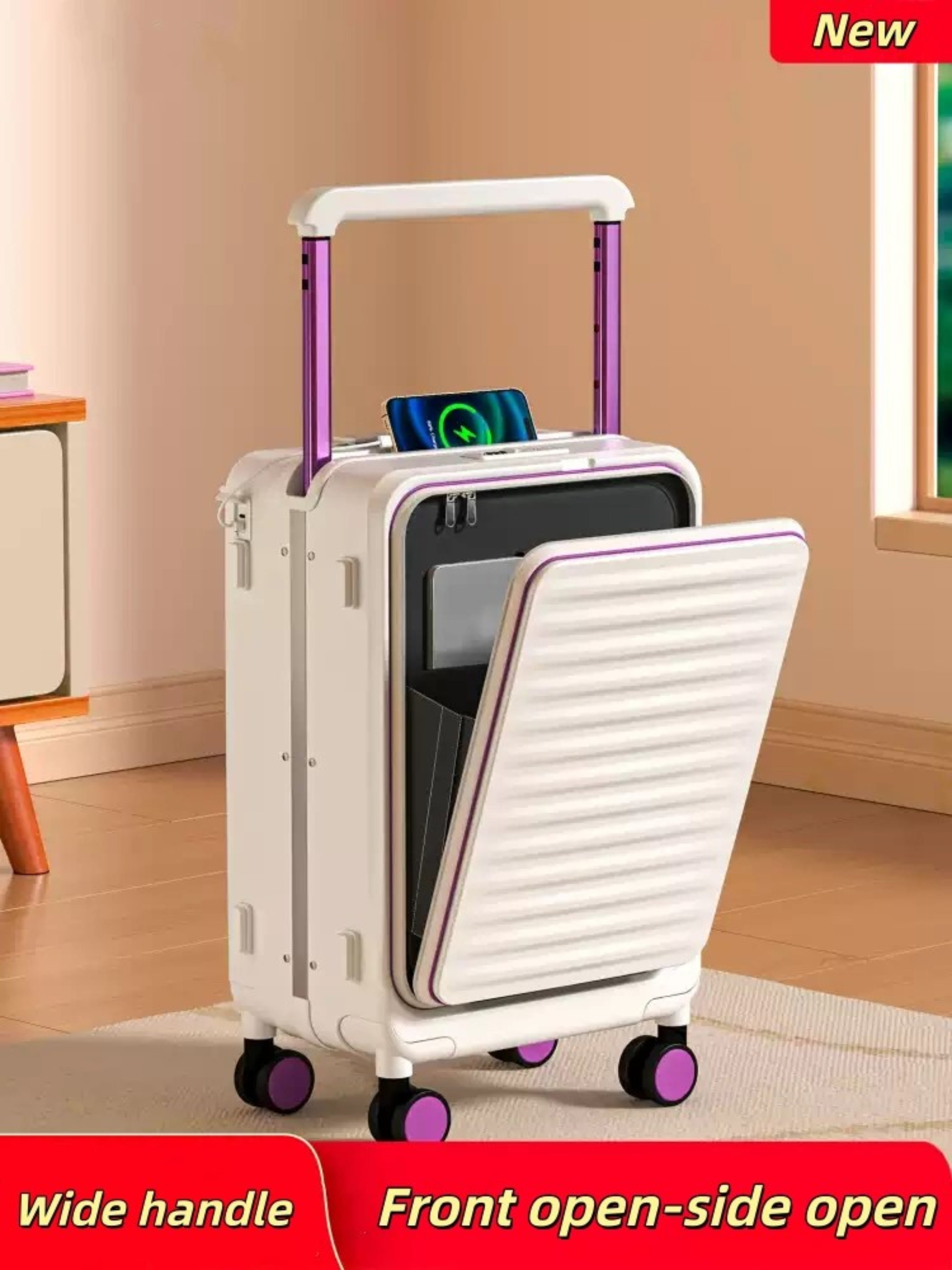 Large Capacity Front-Open Laptop Carry Travel Luggage