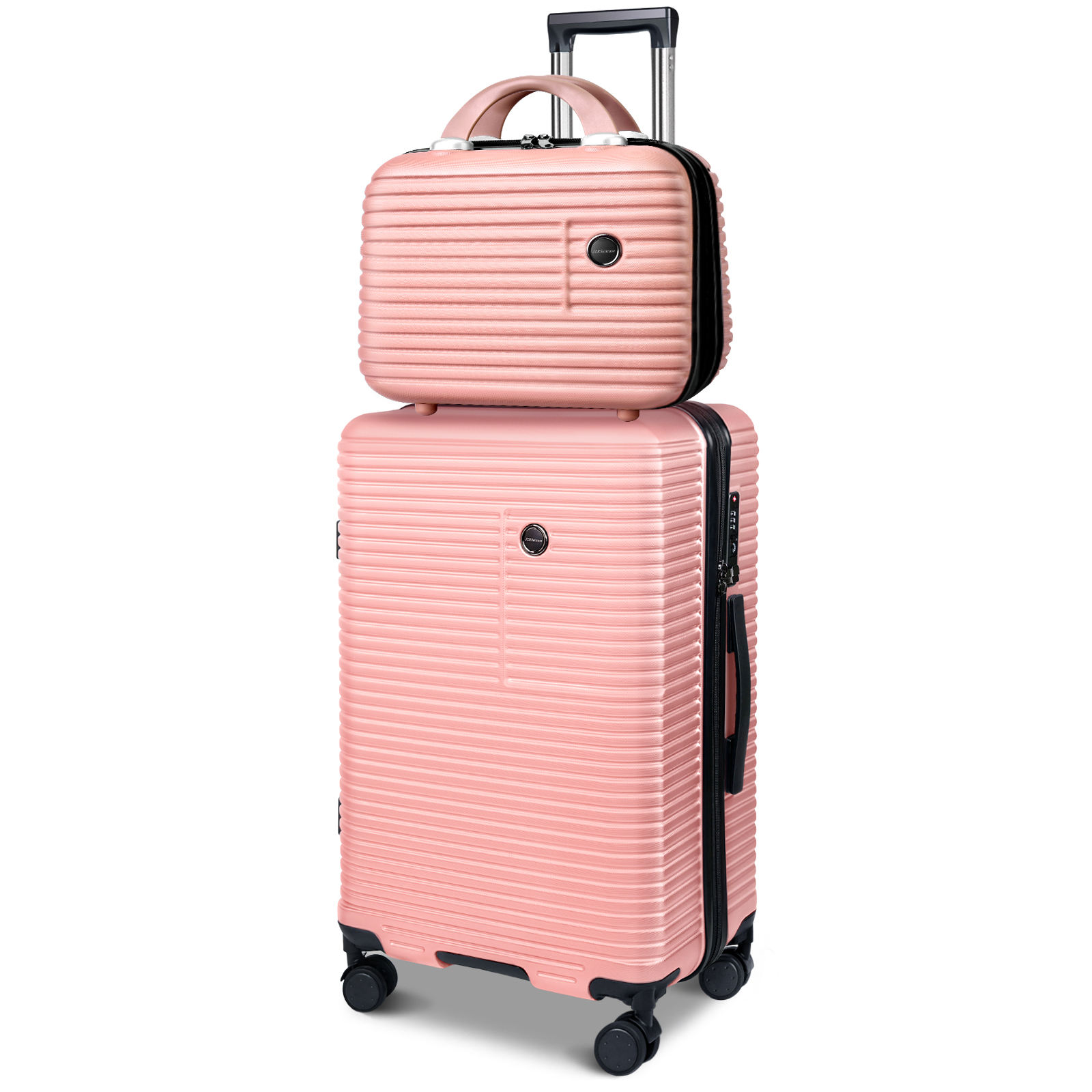 2PCS Suitcase & Cosmetic Bag Set – Durable ABS+PC Lightweight Travel Luggage