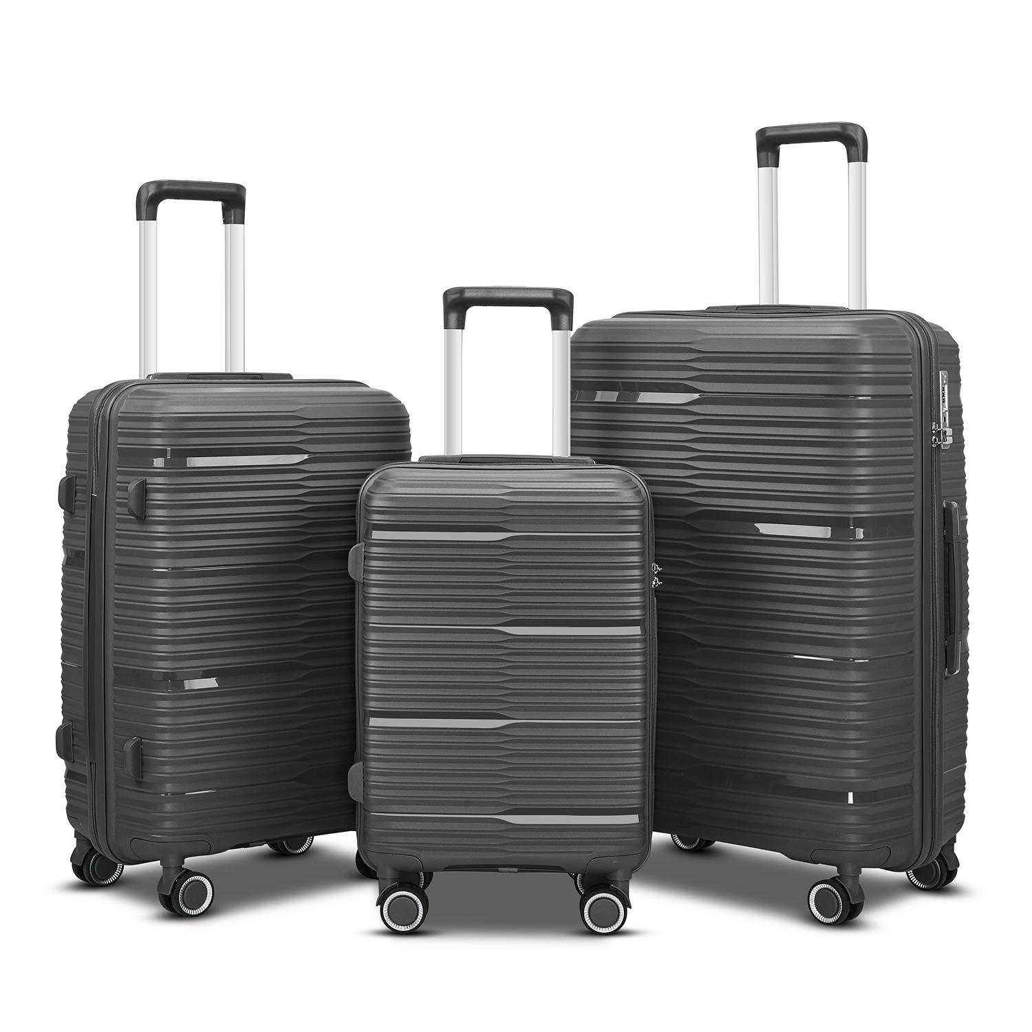 Lightweight duarable 100% PP Shell 3-Piece Set Travel Luggage