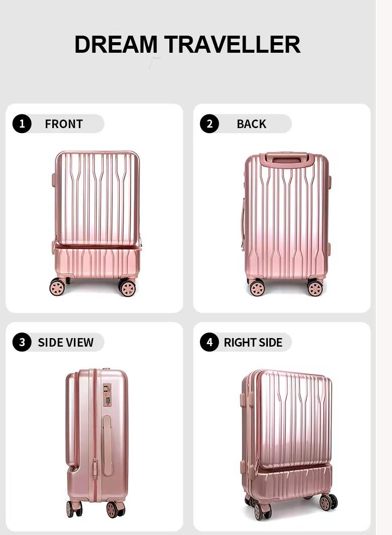 Front-Open PP Hard Shell Laptop Access 8-Wheel Luggage