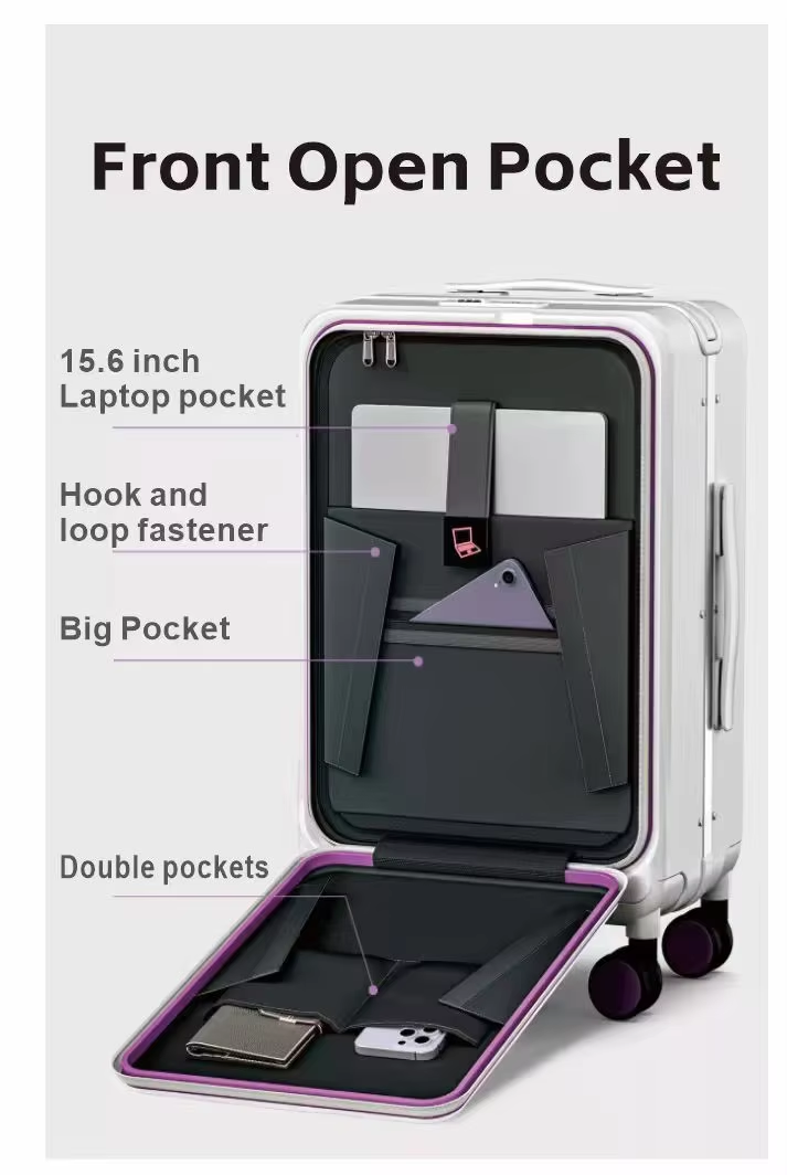 Large Capacity Front-Open Laptop Carry Travel Luggage