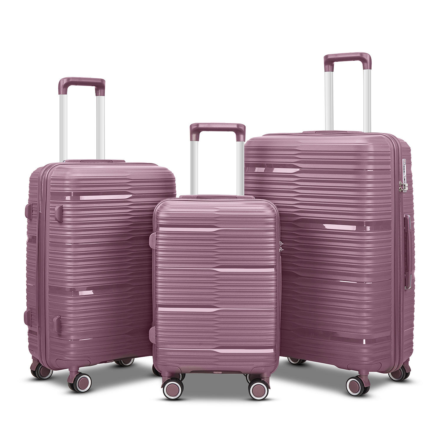 Lightweight duarable 100% PP Shell 3-Piece Set Travel Luggage