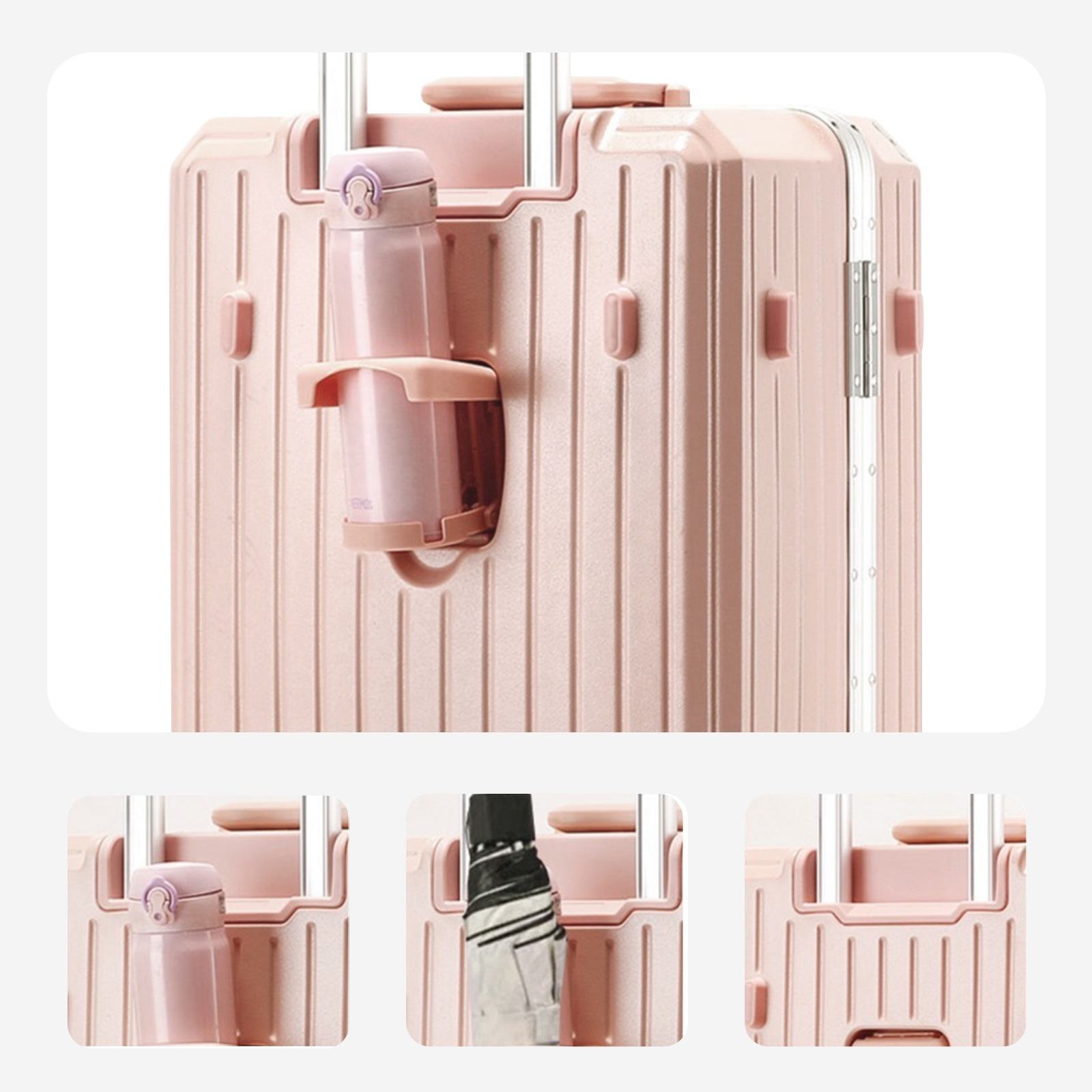 Multifunctional Aluminum Frame Suitcase with Charger Phone Holder& Cup Holder