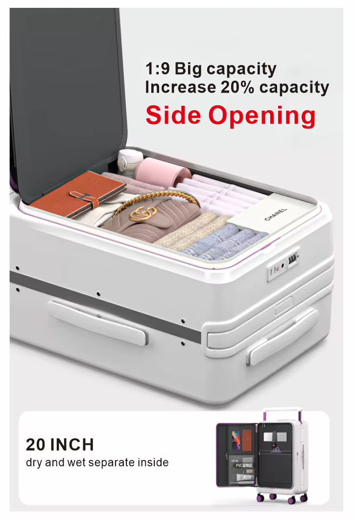 Large Capacity Front-Open Laptop Carry Travel Luggage