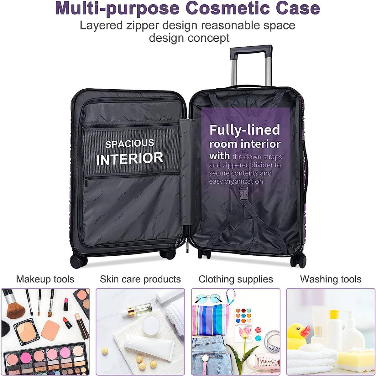 2PCS Suitcase & Cosmetic Bag Set – Durable ABS+PC Lightweight Travel Luggage