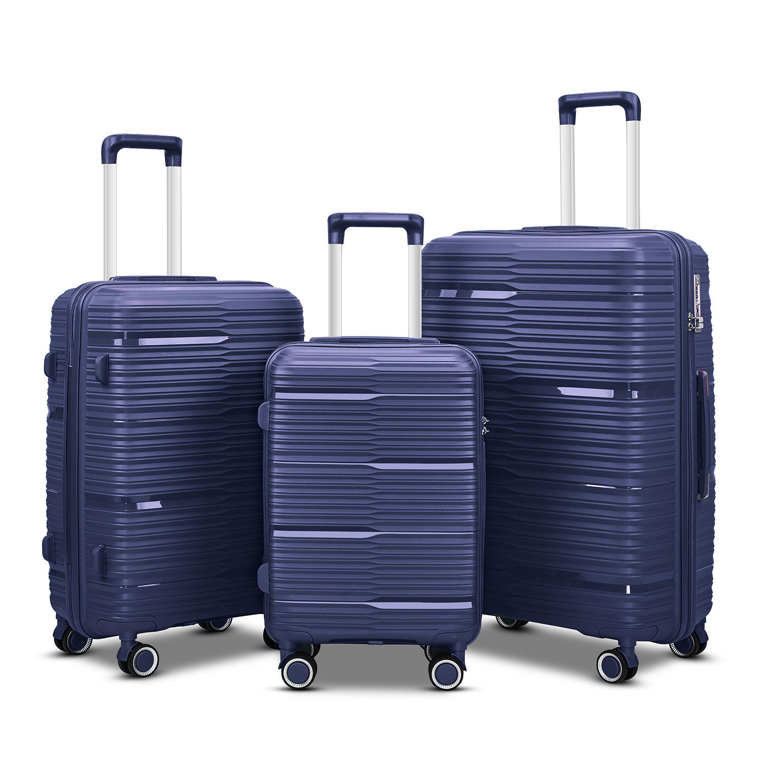 Lightweight duarable 100% PP Shell 3-Piece Set Travel Luggage