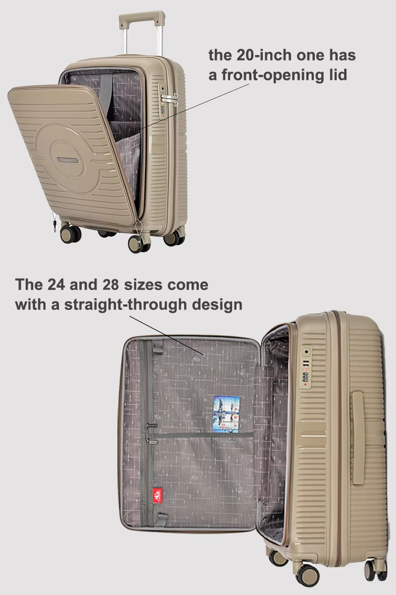 Stylish Front-Open Laptop Access PP Hard Shell Luggage