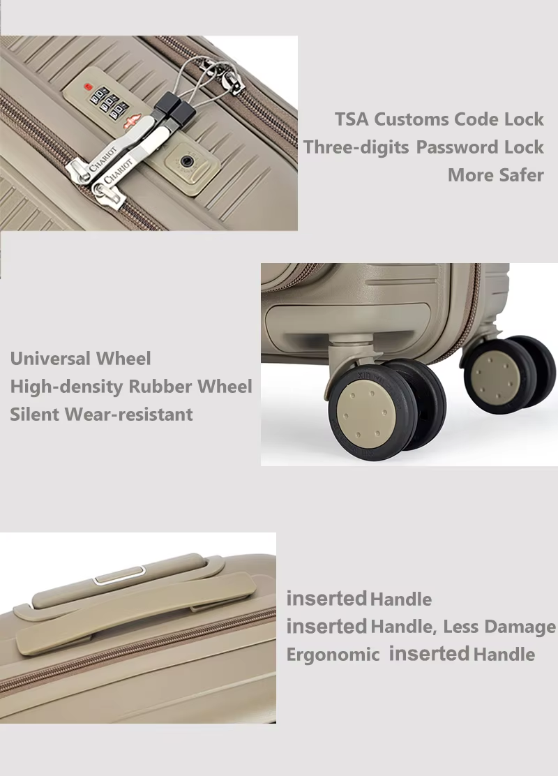 Stylish Front-Open Laptop Access PP Hard Shell Luggage