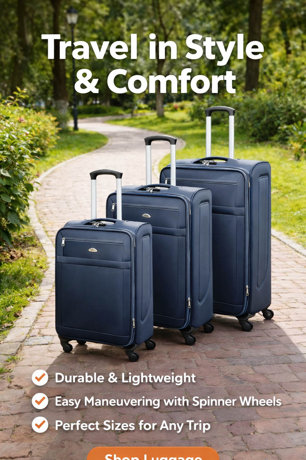 3-Piece Hard Shell Lightweight Travel fabric Luggage