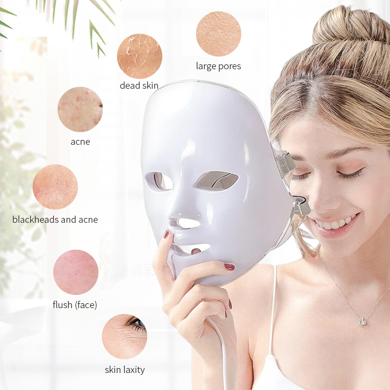 Led Light Therapy Facial Mask Black Led Red Light Therapy 7 Colors Silicon Red Light Therapy Face Mask