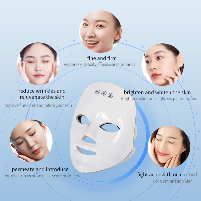 Anti-wrinkle Face Mask Beauty Light Touch Switch 7 Colors Face Mask Beauty with EMS hot compress function