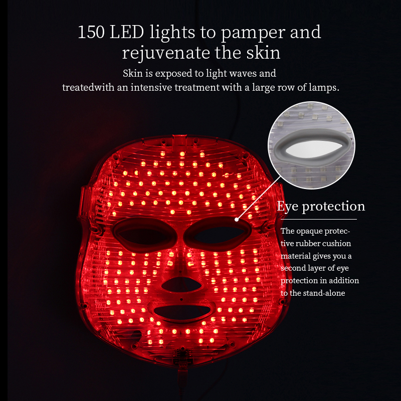 Gold 7 Colors LED Photon Light Therapy Facial Mask PDT Face Mask Beauty Device for Acne Treatment Skin Rejuvenation Wrinkle Remover