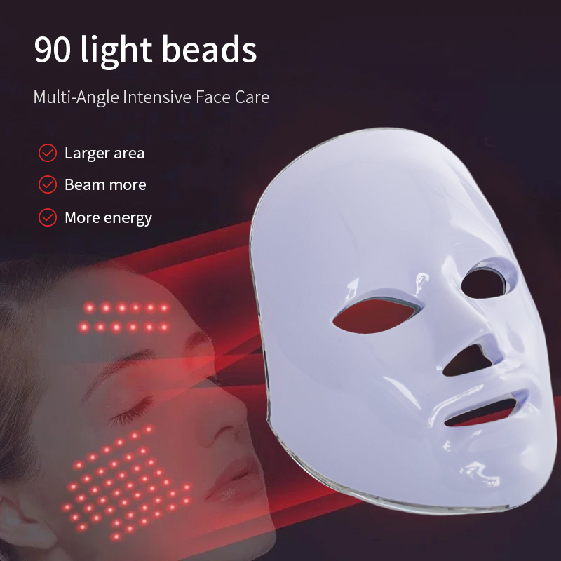 Led Light Therapy Facial Mask Black Led Red Light Therapy 7 Colors Silicon Red Light Therapy Face Mask