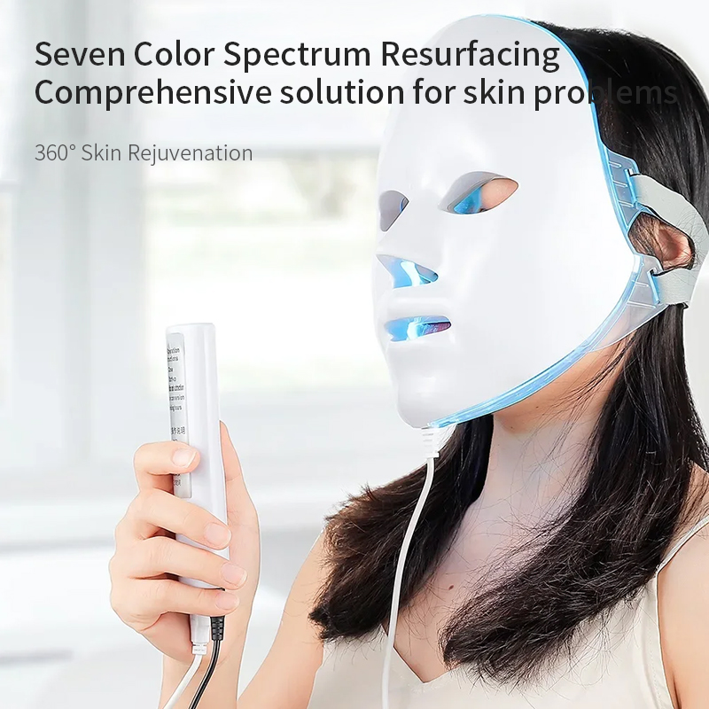 Led Light Therapy Facial Mask Black Led Red Light Therapy 7 Colors Silicon Red Light Therapy Face Mask