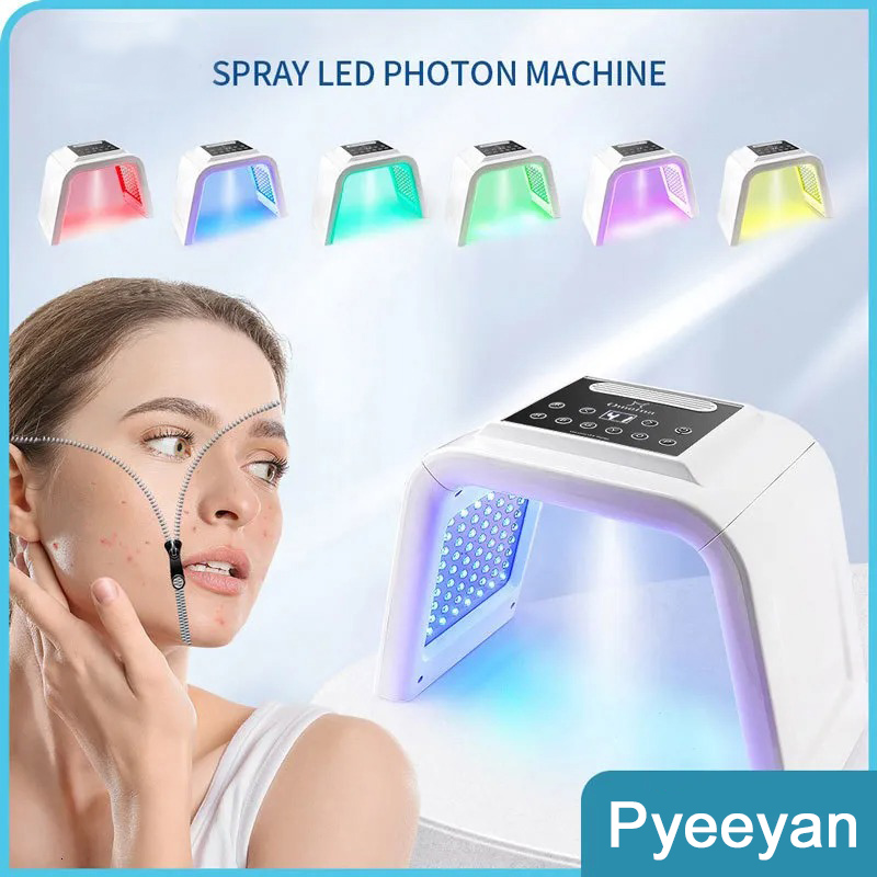 7 Color LED Face Mask - Skin Tightening, Anti-Wrinkle Facial Rejuvenation Device with Nano Spray Moisturizing Function