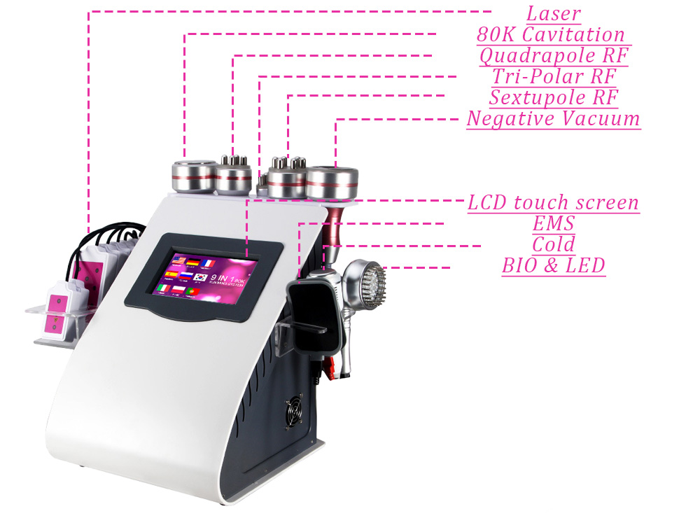 Portable Liposuction Kim 9 in 1 RF 40K Cavitation Lipolaser Slimming Machine