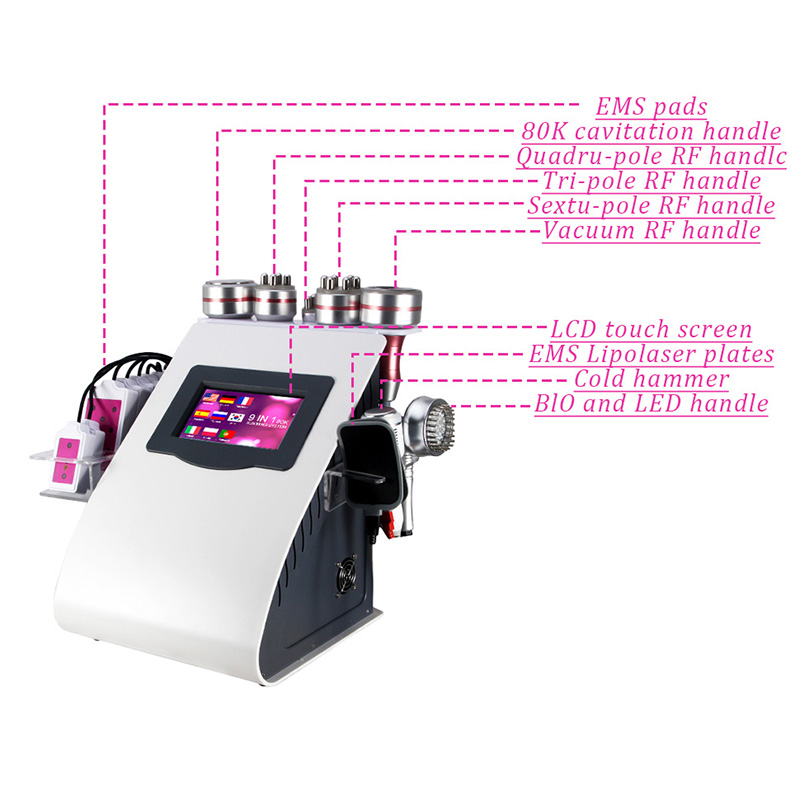 Portable Liposuction Kim 9 in 1 RF 40K Cavitation Lipolaser Slimming Machine