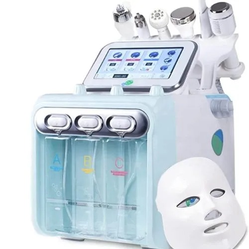 Auro 7 in 1 Facial Dermabrasion Vacuum Machine – Hydra Peel, Ultrasonic, RF, Cold Hammer, H2-O2 Spray & LED Mask for Skin Rejuvenation