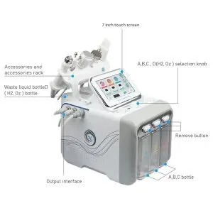 6 in 1 Professional Water Facial Rejuvenation CO2 Oxygen RF Ultrasonic Beauty Microdermabrasion Peeling Machine