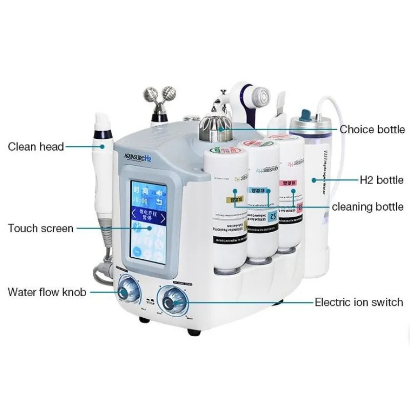 Profesional 6 In 1 Multifungsi H2O2 Aqua Peel Korea AquaSure H2 Mesin Pembersih Wajah Gelembung Kecil Air