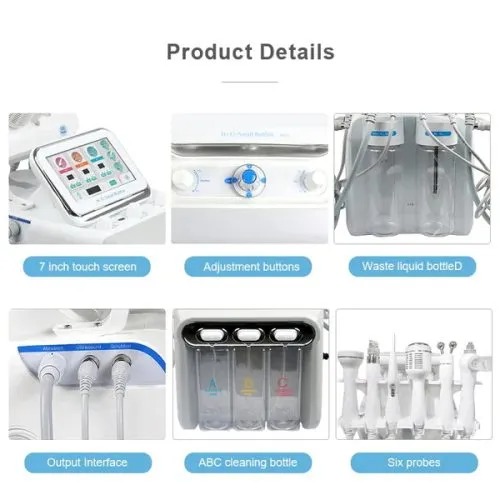 6 in 1 Professional Water Facial Rejuvenation CO2 Oxygen RF Ultrasonic Beauty Microdermabrasion Peeling Machine