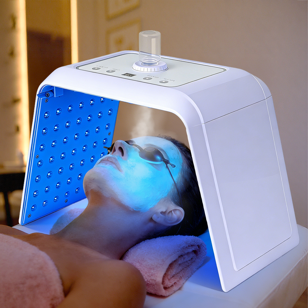 LED Light Therapy Facial Machine with Mist Sprayer – Red Blue Light PDT Skin Rejuvenation Device