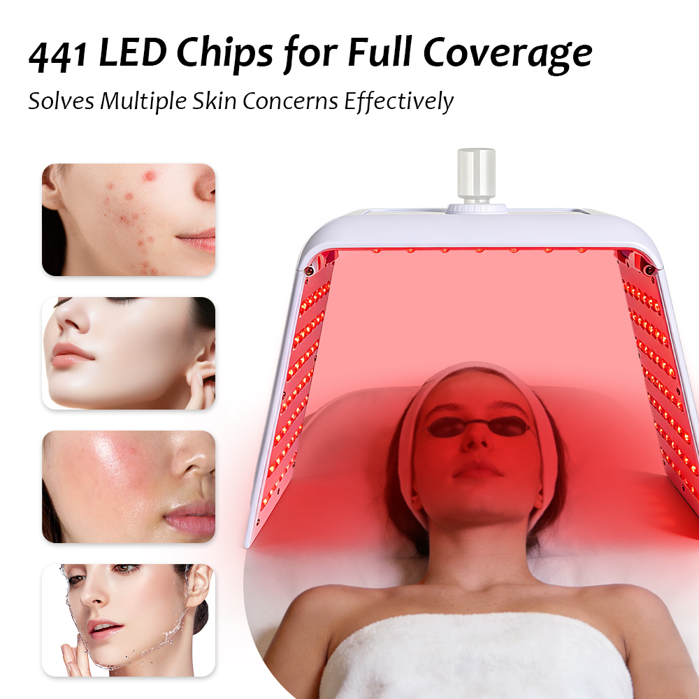 LED Light Therapy Facial Machine with Mist Sprayer – Red Blue Light PDT Skin Rejuvenation Device