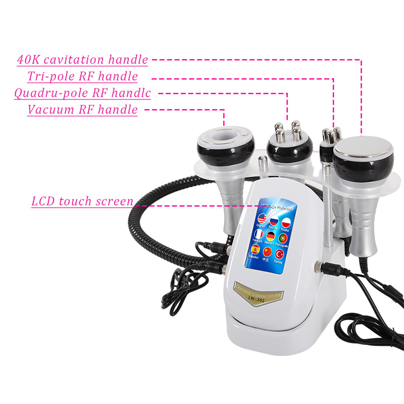 40K Ultrasonic Cavitation Machine Multifunctional RF Vacuum Body Slimming Beauty Device LW-202 for Salon & Home