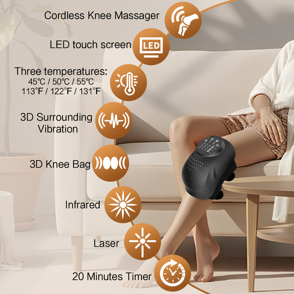 3-in-1 Cordless Joint Massager with Heat, Air Compression, Vibration, Infrared & Laser Therapy – For Shoulder, Knee & Elbow Relief