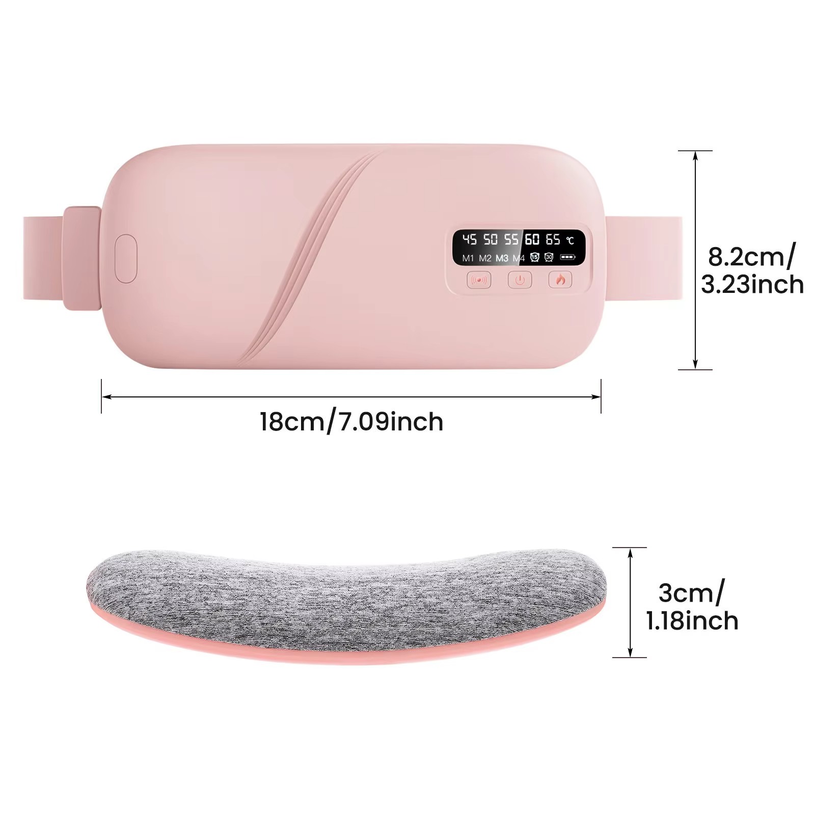 Smart Menstrual Heating Belt – Adjustable Warm Compress with Vibration Massage & LCD Display