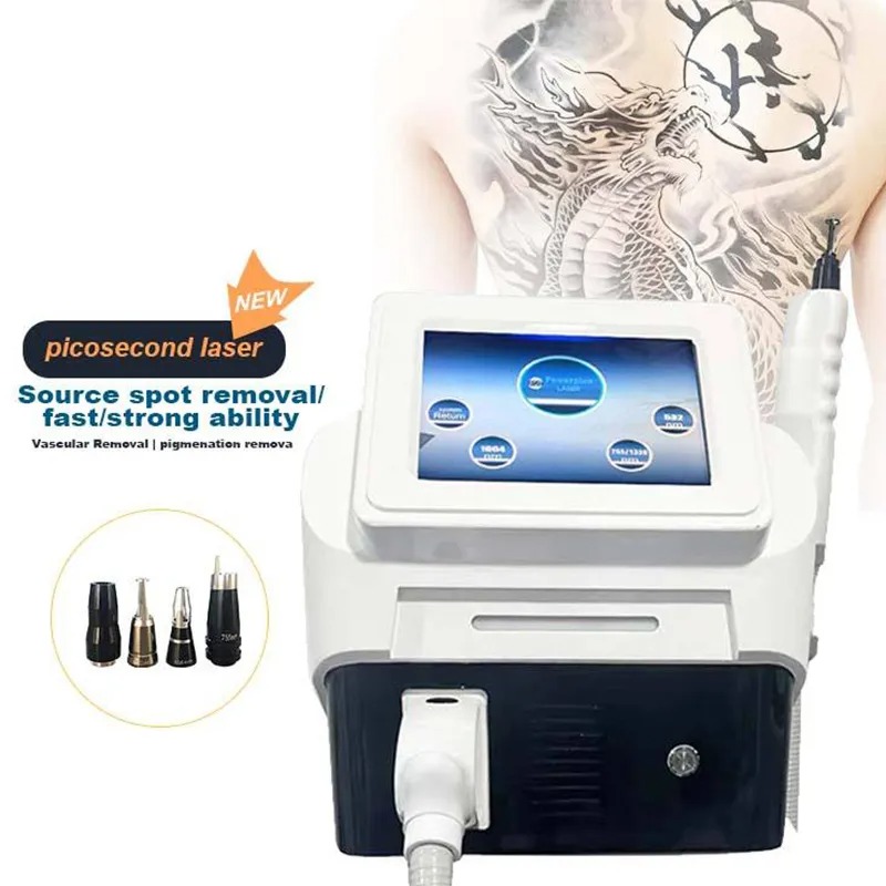Portable Nd Yag Picosecond Laser Acne Treatment Tattoo Pigment Freckle Removal Machine Pico Second Pico Laser Salon With 1064Nm 755Nm 532Nm