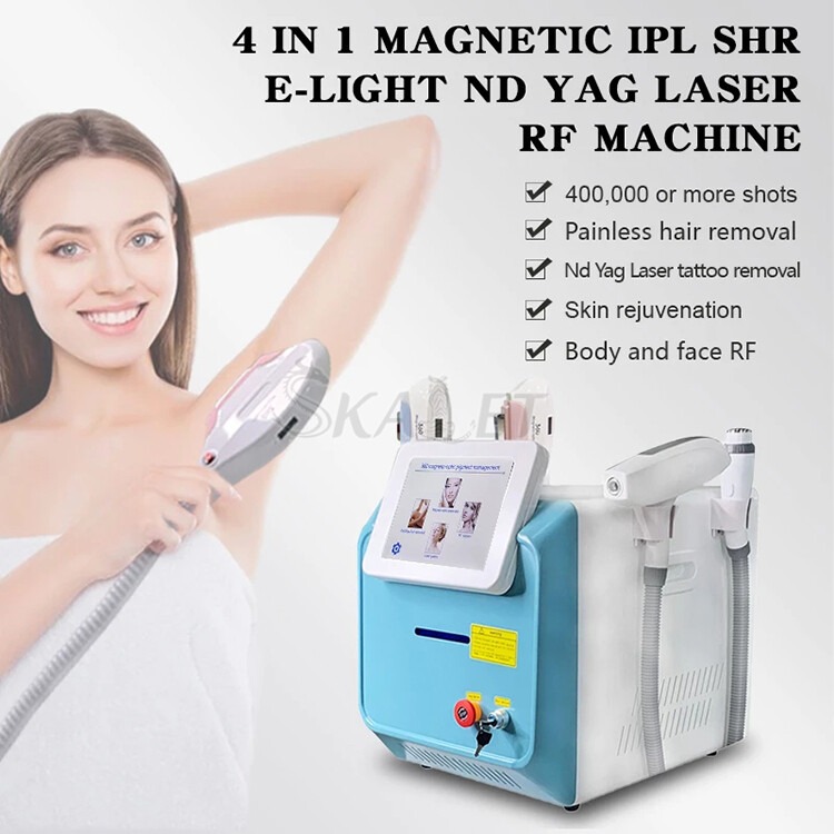 OPT+Nd+IPL+RF 360 Magnetic permanent hair removal Laser tattoo hair diode device