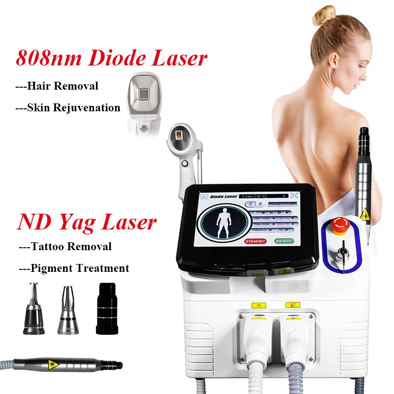 2In1 Diode Laser Hair Removal ND YAG Picosecond Tattoo Removal Skin Care Machine