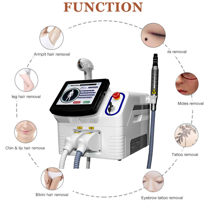 2In1 Diode Laser Hair Removal ND YAG Picosecond Tattoo Removal Skin Care Machine