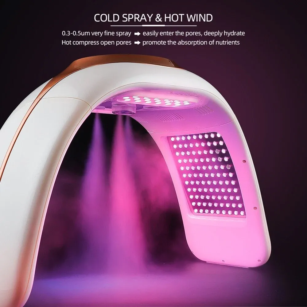 7 Colors LED Pon Machine Cold Nano Spray Wind Compress SPA Salon Face Body LED Mask PDT Machine