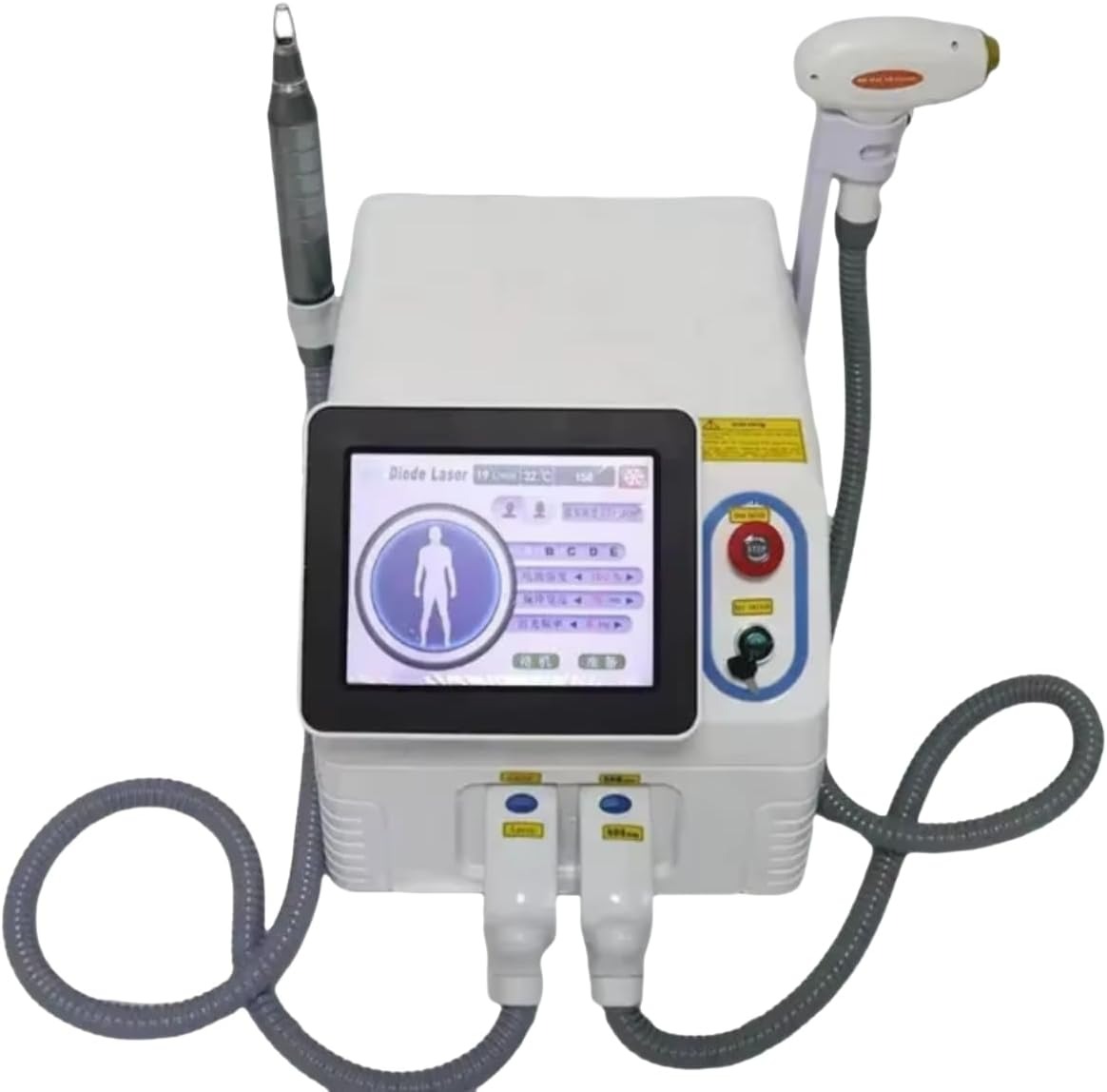 2 in 1 Salon Beauty Device with Touch Screen Display, Q Switch Nd Yag Blackhead Blemish Acne Pigment Remover Hair Removal Machine Skin Whitening Care Tools
