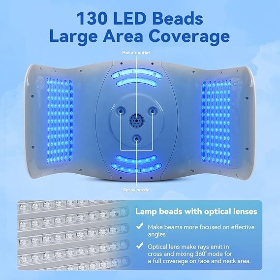Hot and Cold Sprayer Facial Spa 7 Colors Beauty Instrument Light Therapy Nano Water Spray Skin Care Machine