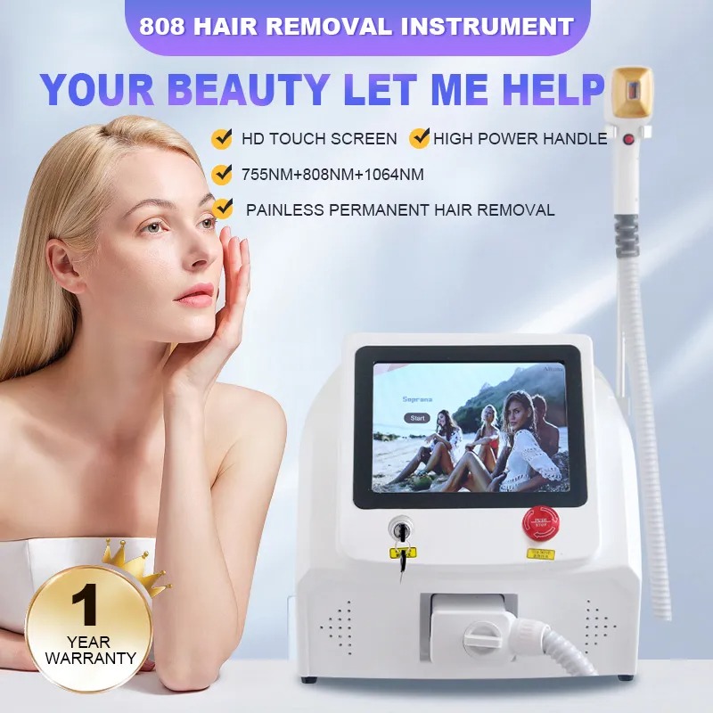 2000W Ice Platinum Diode Laser Hair Removal - 3 Wavelengths 755/808/1064nm, Painless Facial & Body Epilator, Factory Price