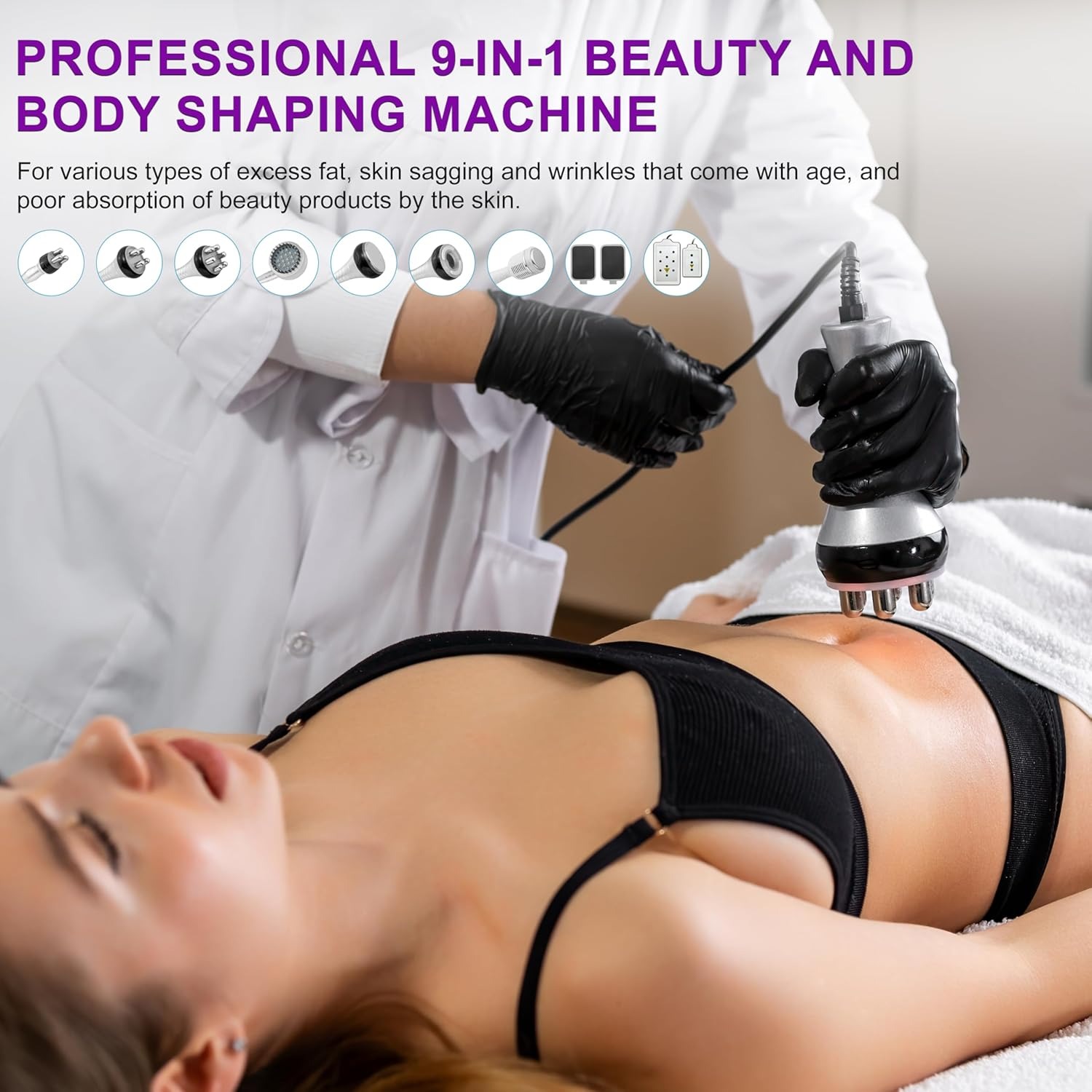 Professional 9 in 1 Cavitation Body Slimming Machine | RF Vacuum Skin Tightening