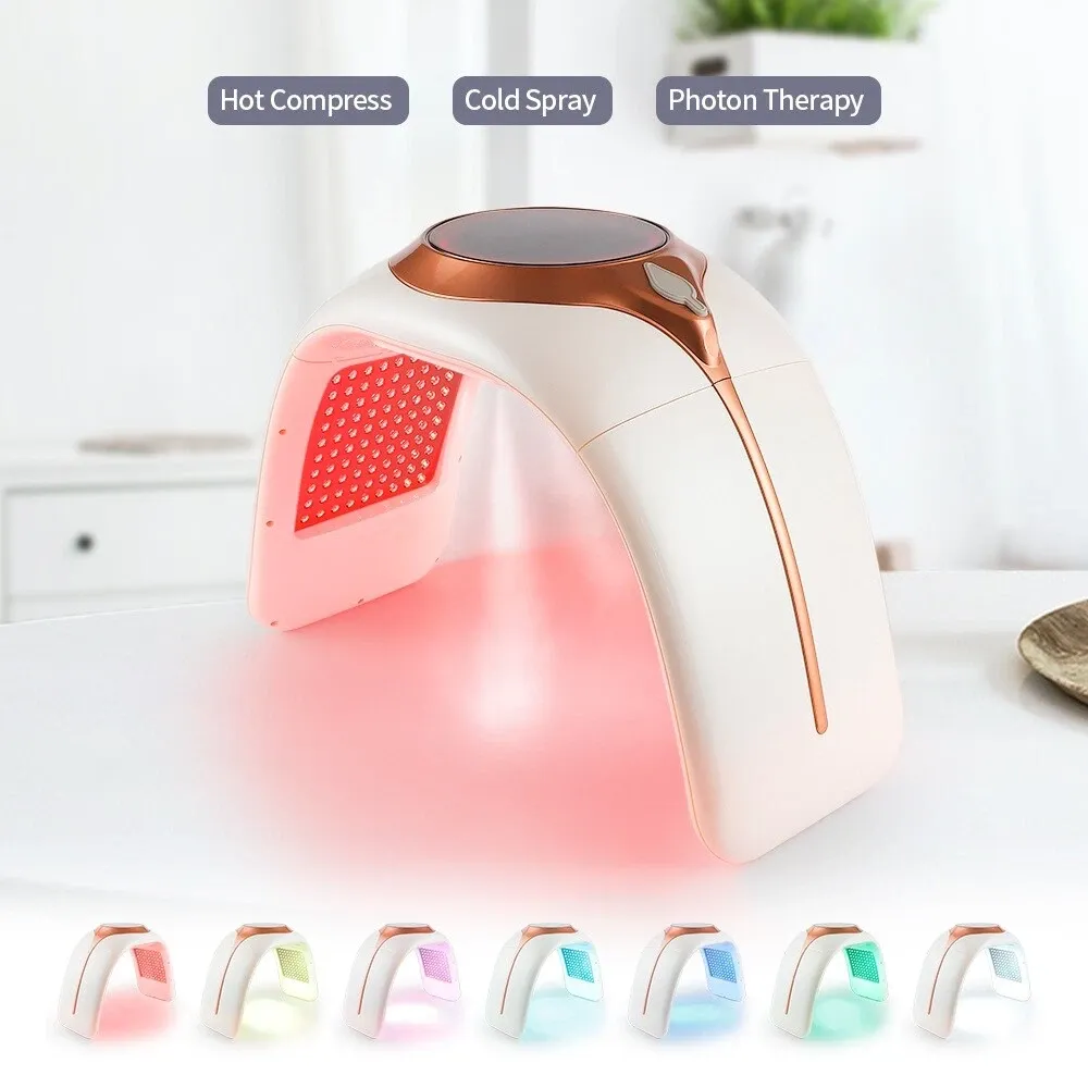 7 Colors LED Pon Machine Cold Nano Spray Wind Compress SPA Salon Face Body LED Mask PDT Machine
