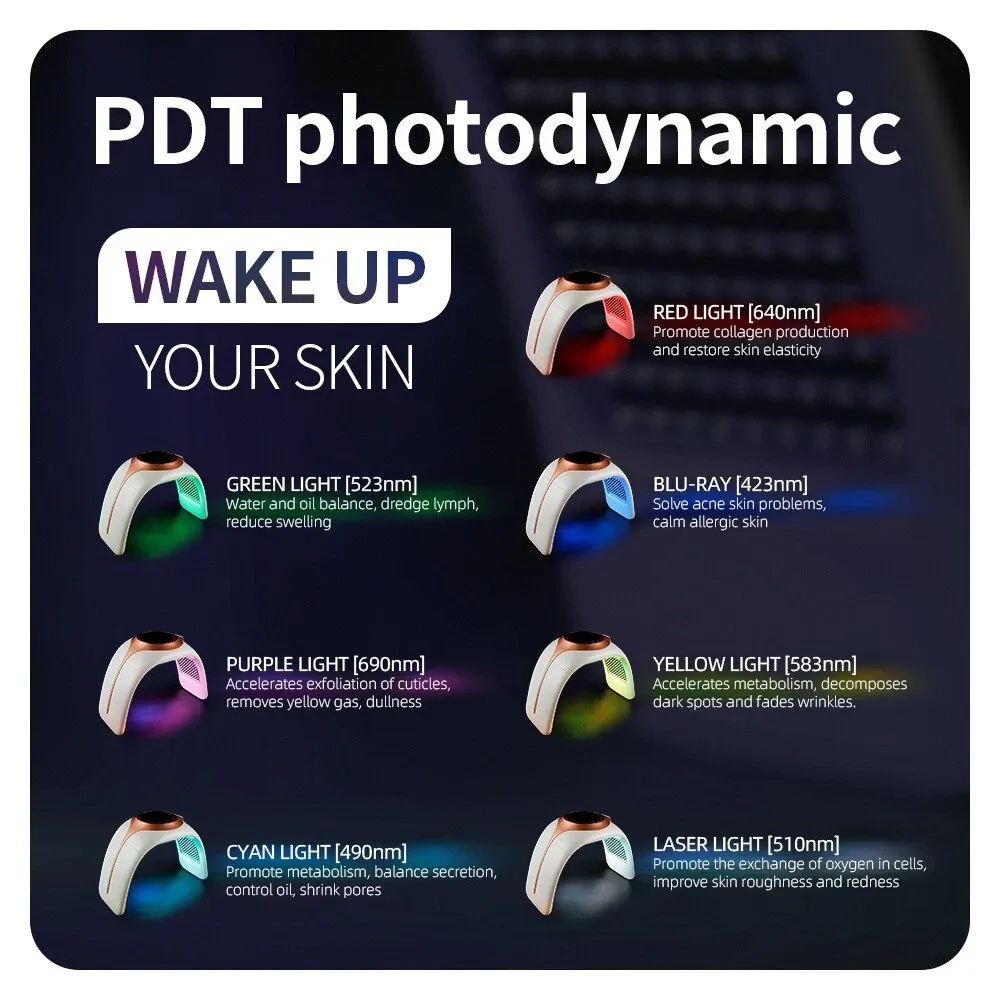 7 Colors LED Pon Machine Cold Nano Spray Wind Compress SPA Salon Face Body LED Mask PDT Machine